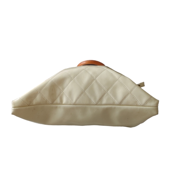 Calvacanti Italy Cream Ivory Patent Leather Satchel Tote Shoulder Bag - Picture 8 of 16